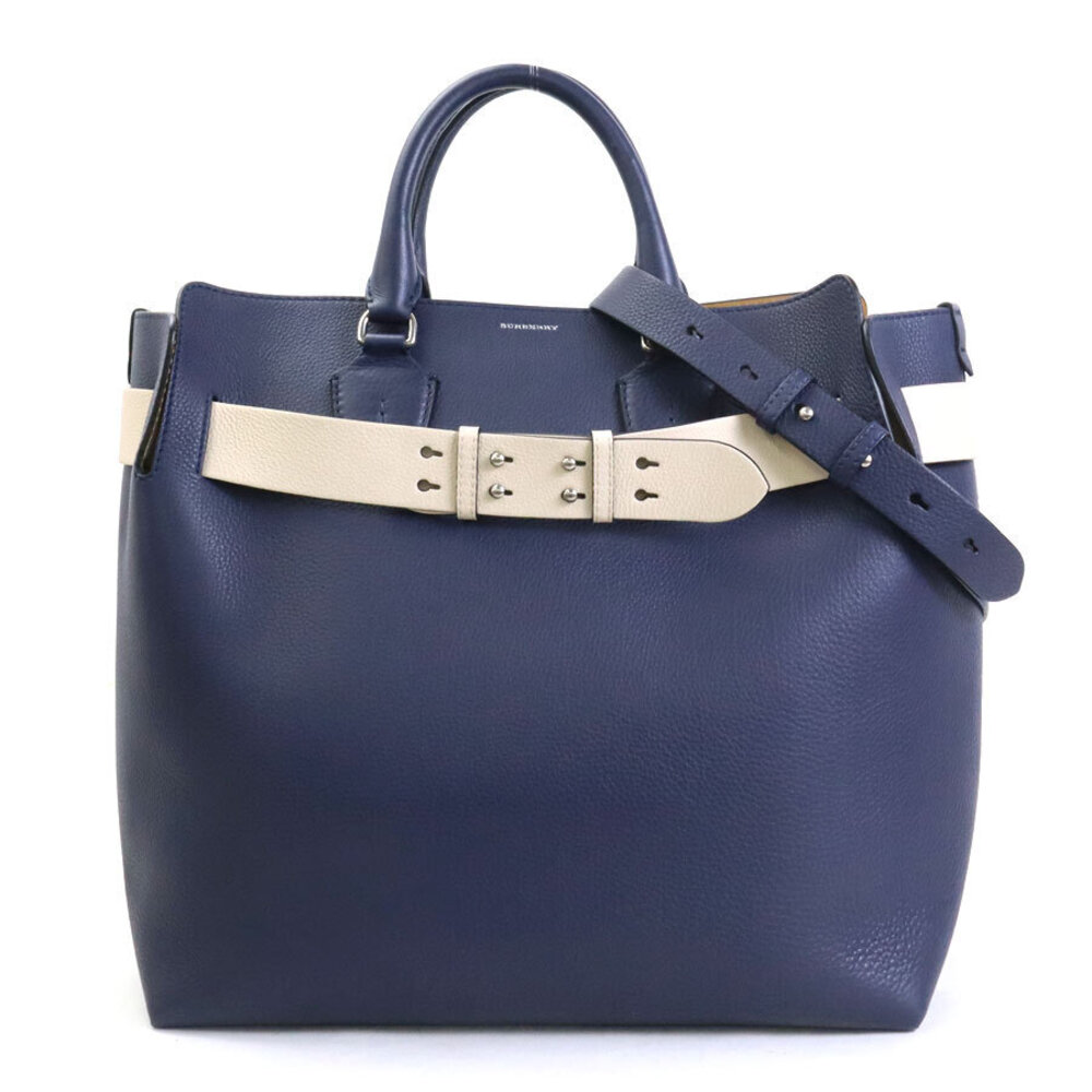 Burberry handbag shoulder bag Navy Blue White leather - Picture 1 of 4